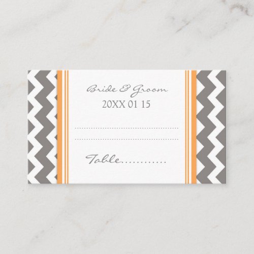 Orange Chevron Wedding Table Place Setting Cards Business Card Templates