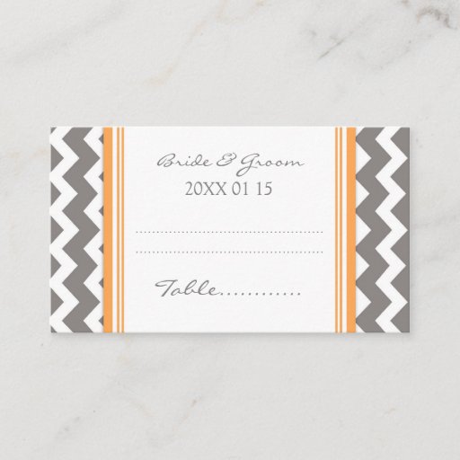 Customizable Orange Chevron Wedding Table Place Setting Cards Business Card Templates