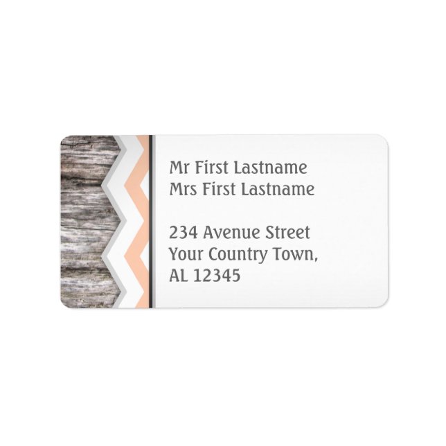 Orange Chevron & Wood Rustic Address Labels (Front)