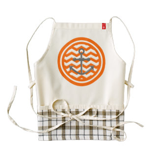 Orange Chevron Zigzag Pattern Anchor Smile Zazzle HEART Apron