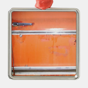 Orange Chevy Truck Door Metal Ornament