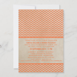 Orange Chic Chevron Wedding Invite