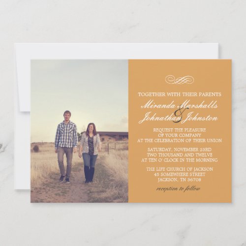 Orange Chic Design Photo Wedding Invitations