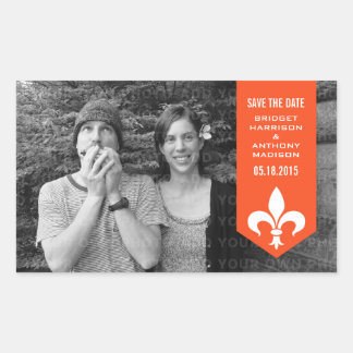 Orange Chic Flourish Banner Save the Date Stickers