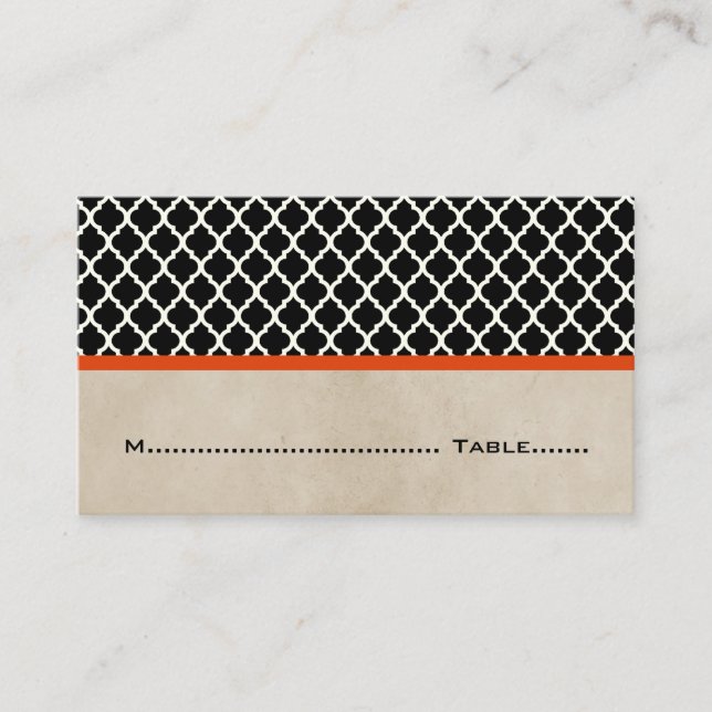 Orange Chic Quatrefoil Place Cards (Front)
