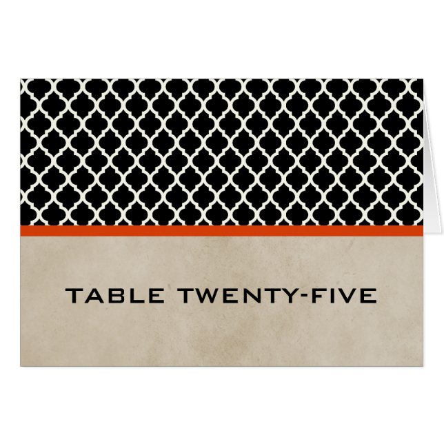 Orange Chic Quatrefoil Table Number Card (Front Horizontal)