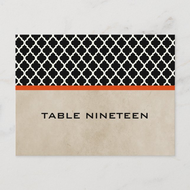 Orange Chic Quatrefoil Table Number Postcard (Front)