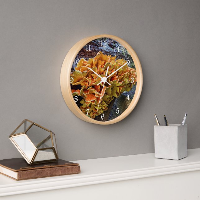 Orange Chicken of the Woods Mushroom Clock (Office)