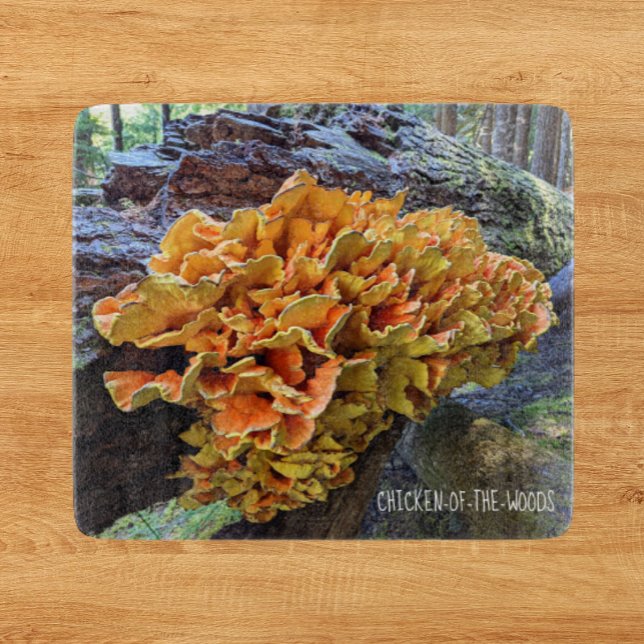 Orange Chicken of the Woods Mushroom Cutting Board (In Situ)