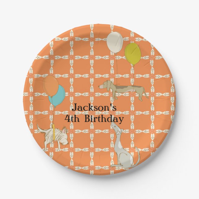 Orange Children's Birthday Plates (Front)