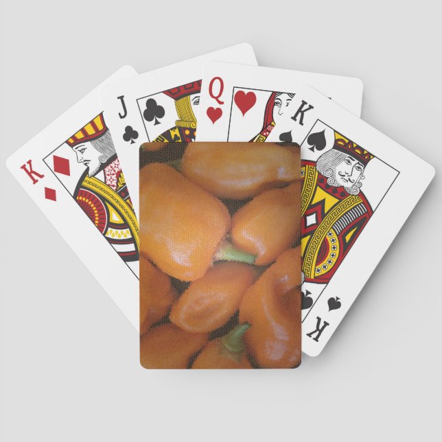 Orange Chili Pepper Vegetables Photo Southwest Poker Cards (Back)