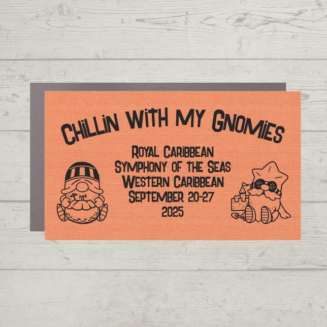 Orange Chilin with my Gnomies Cruise Door Car Magnet (Chillin with my gnomies fun cruise door magnet)