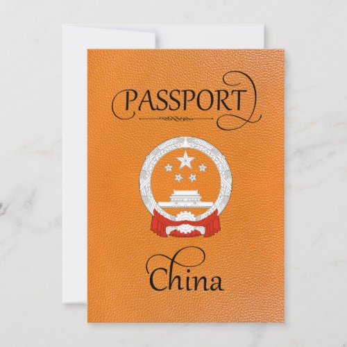 Orange China Passport Save the Date Card