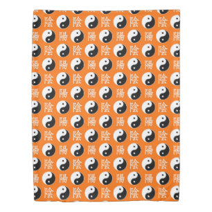 Orange Chinese Yin Yang Pattern Duvet Cover