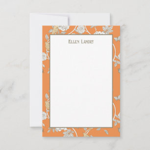 Orange Chinoiserie Flowers Thank You Card