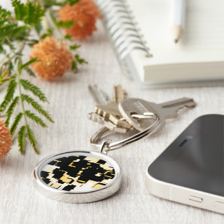 Orange Chocolate Cake, geometric graphic Keychain