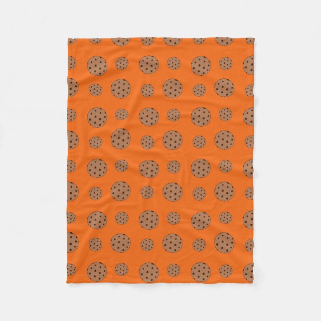 Orange chocolate chip cookies pattern fleece blanket (Front)