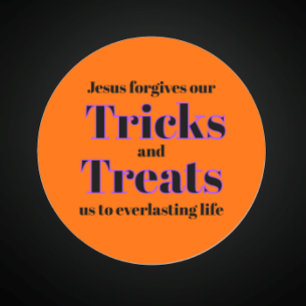 Orange Christian Gospel Halloween Trick or Treat Classic Round Sticker