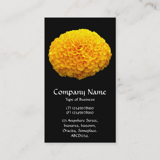 Orange Chrysanthemum - Black Business Card (Front)