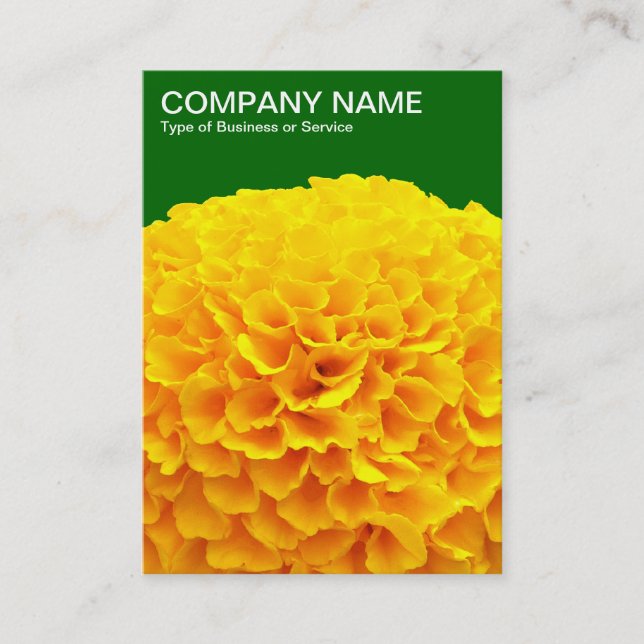 Orange Chrysanthemum - Deep Grass Green 006600 Business Card (Front)