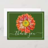 Orange Chrysanthemum Green Background Thank You Postcard (Front/Back)