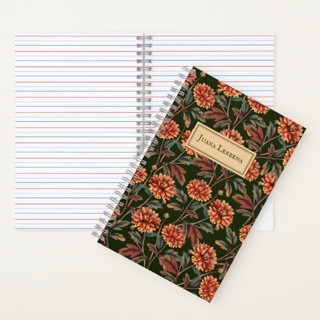 Orange Chrysanthemum Vintage Halloween Notebook (Inside)