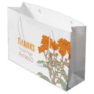 Orange chrysanthemum wedding flower girl favor bag