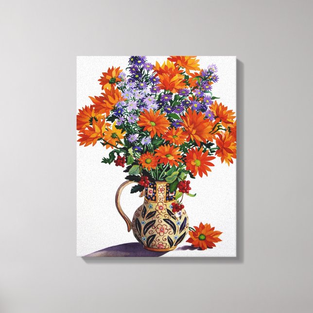 Orange Chrysanthemums Canvas Print (Front)