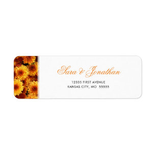 Orange Chrysanthemums Wedding Return Address Label