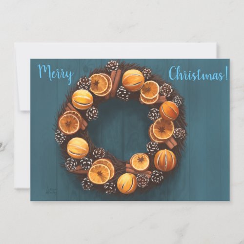 Orange Cinnamon Pine Cone Anise Wreath Painting Invitation