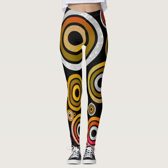 Orange circle abstract leggings (Front)