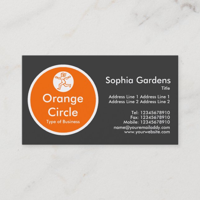 Orange Circle - Dark Gray Business Card (Front)