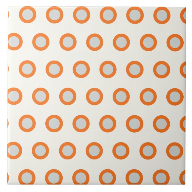 Orange Circle Dot Retro Design Tile (Front)
