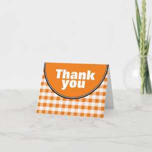 Orange Circle Gingham custom Thank You card