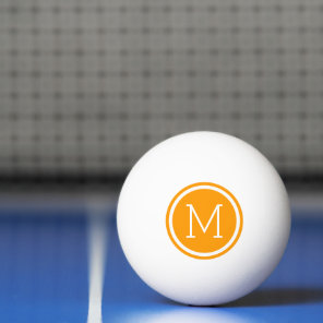 Orange Circle Monogram Personalized Ping Pong Ball