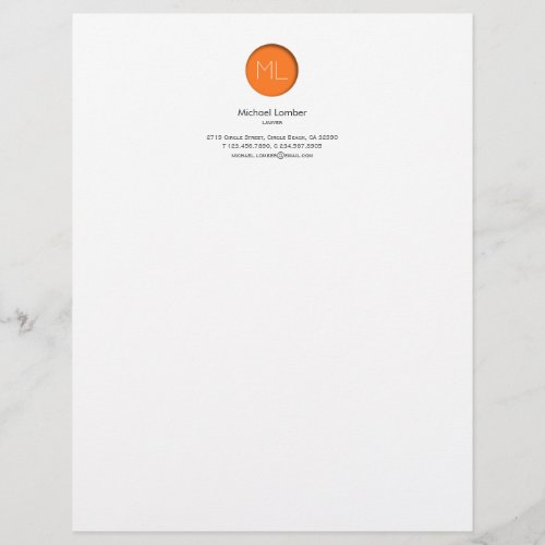 Orange Circle Monogram Top Letterhead