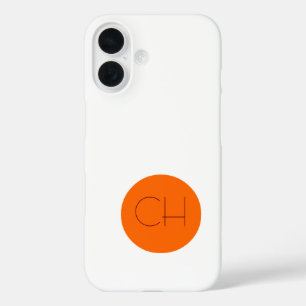 Orange Circle White Monogram iPhone 16 Case