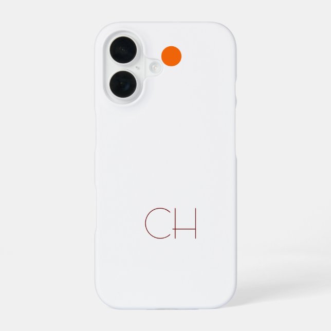 Orange Circle White Monogram Iphone Case (Back)