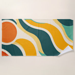 Orange Circles and Color Streams Beach Towel