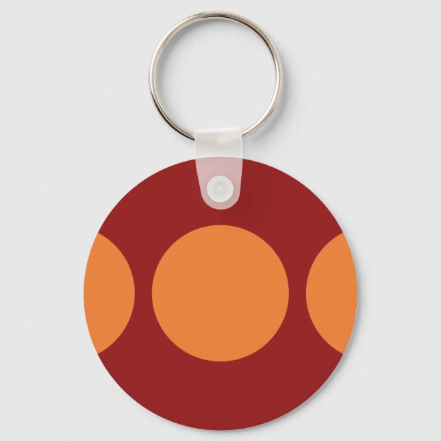 Orange Circles on Red Keychain (Front)