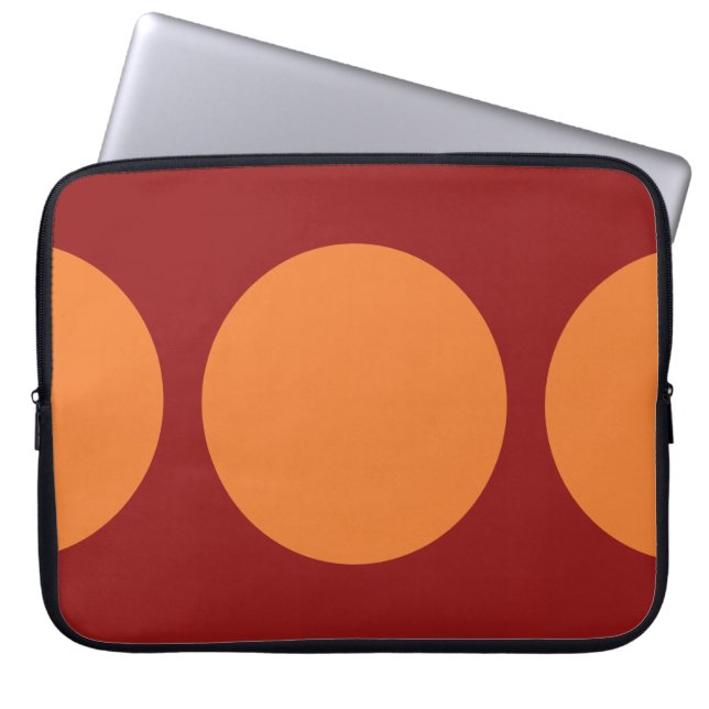 Orange Circles on Red Laptop Sleeve (Front)