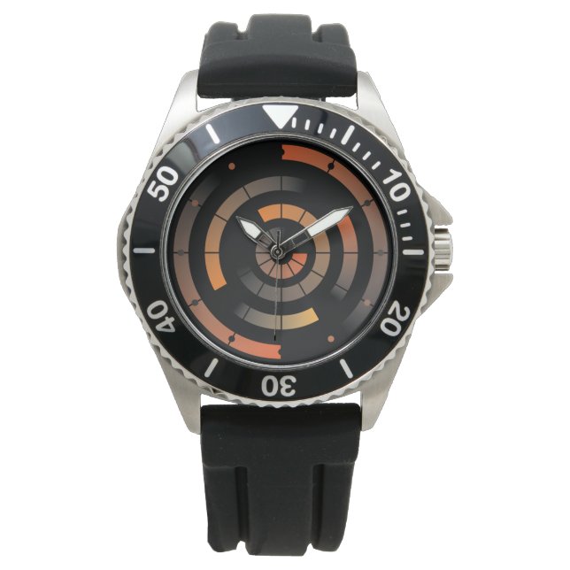 Orange Circular Pattern Radar Watch (Front)