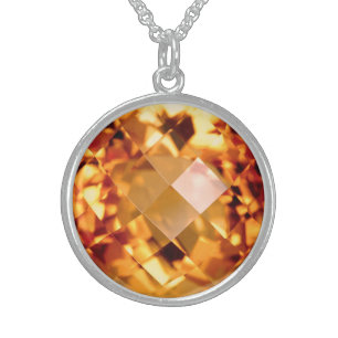 Orange Citrine Sterling Silver Necklace