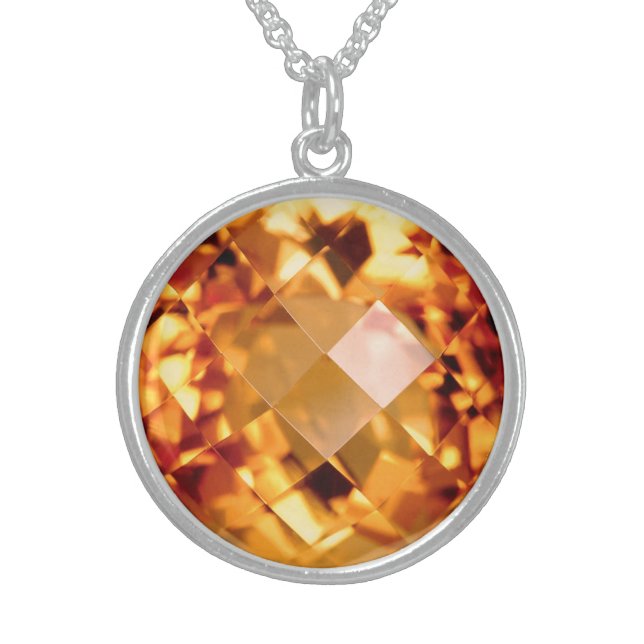 Orange Citrine Sterling Silver Necklace (Front)