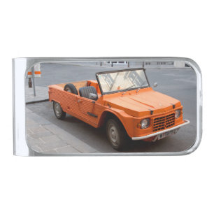 Orange Citroen Mehari Silver Finish Money Clip