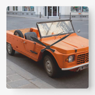 Orange Citroen Mehari Square Wall Clock