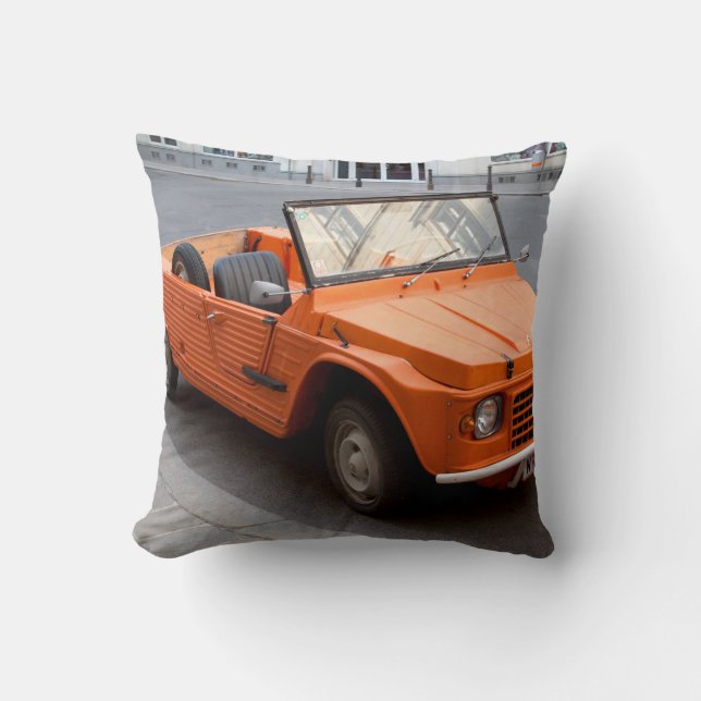 Orange Citroen Mehari Throw Pillow (Front)