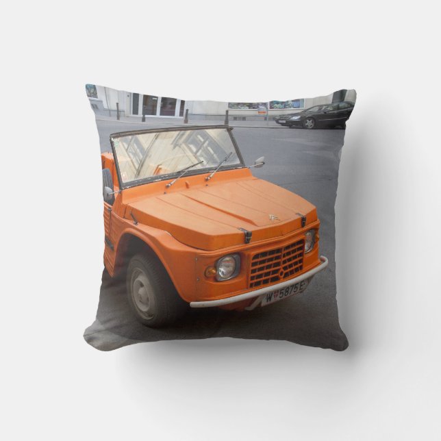 Orange Citroën Mehari Throw Pillow (Front)