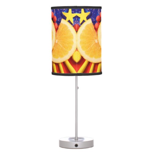 Orange Citrus Abstract Yellow Red Blue Photo  Table Lamp