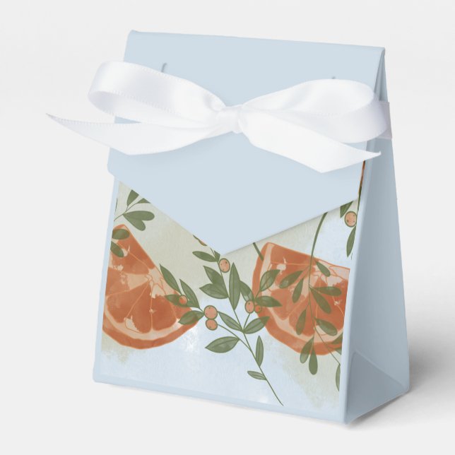 Orange Citrus and Greenery Favor Boxes (Front Side)